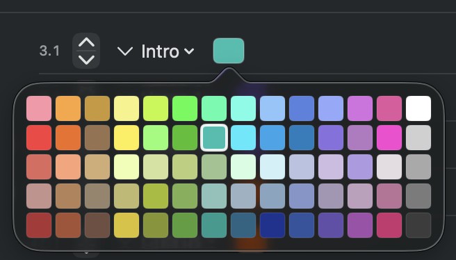 Section color swatches matching Ableton clip colors